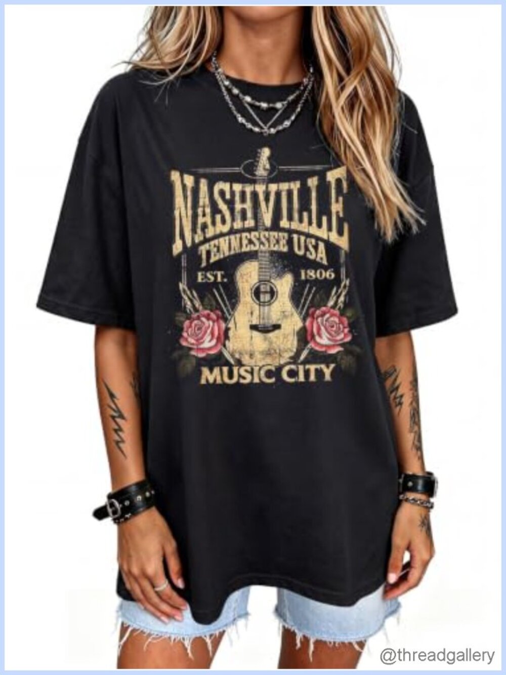 Oversized Graphic T-Shirt Cotton Blend Country Concert Tee